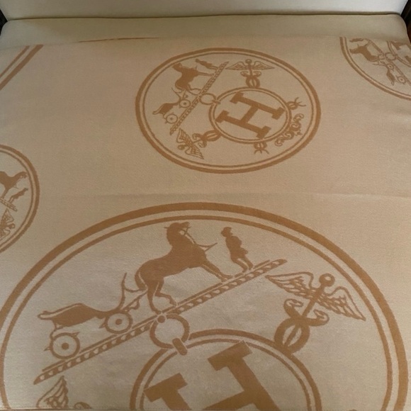 Hermes Cream Color Monogram Wrap Scarf